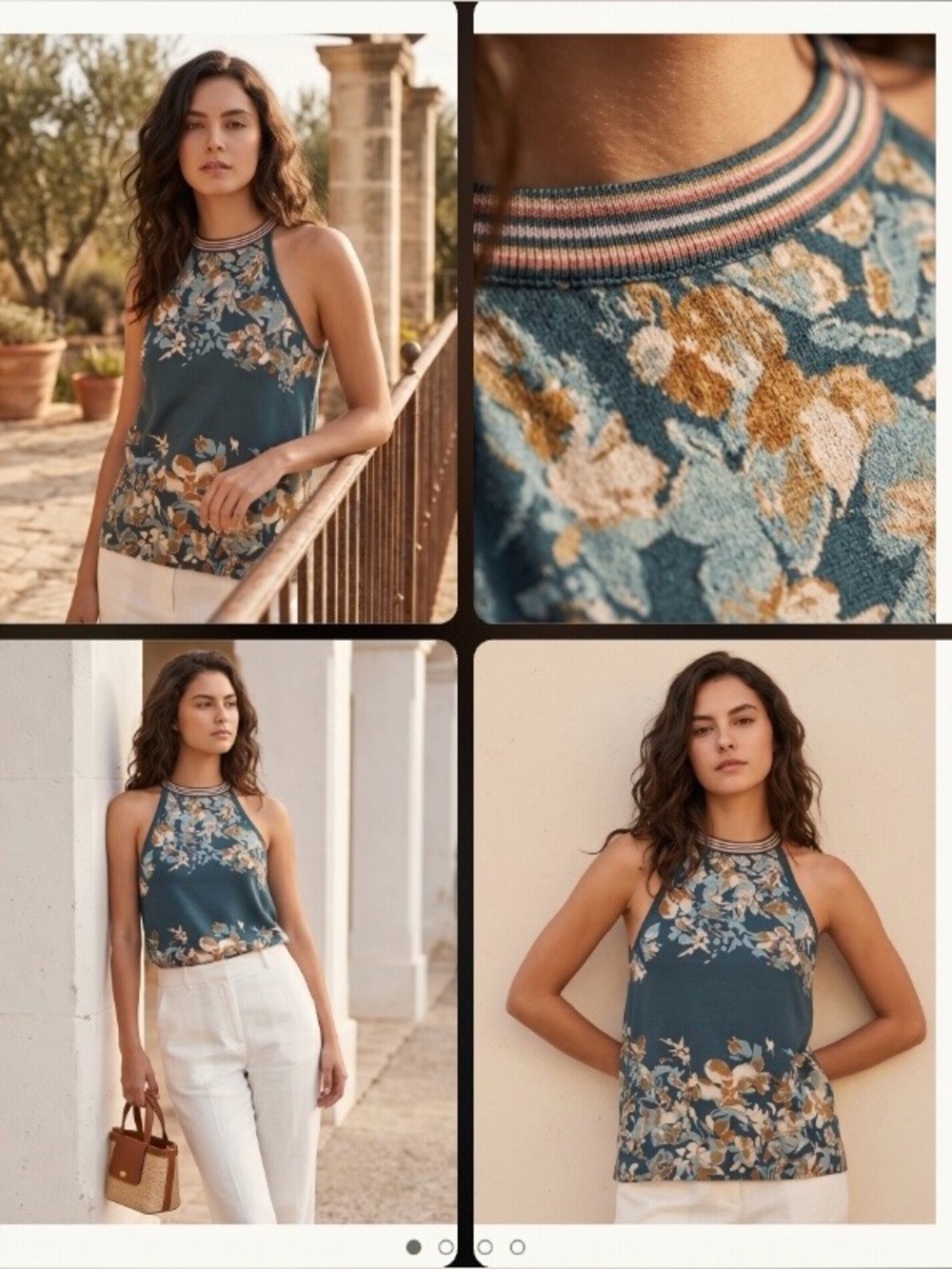 Daniel Rainn | Daniel Rainn Teal Floral Halter Top | Sleeveless Summer Top NWT